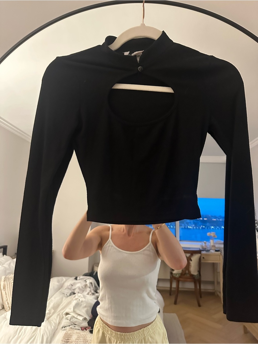 Princess Polly Black Long-Sleeve Cutout Crop Top